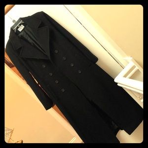 Ankle length black wool coat